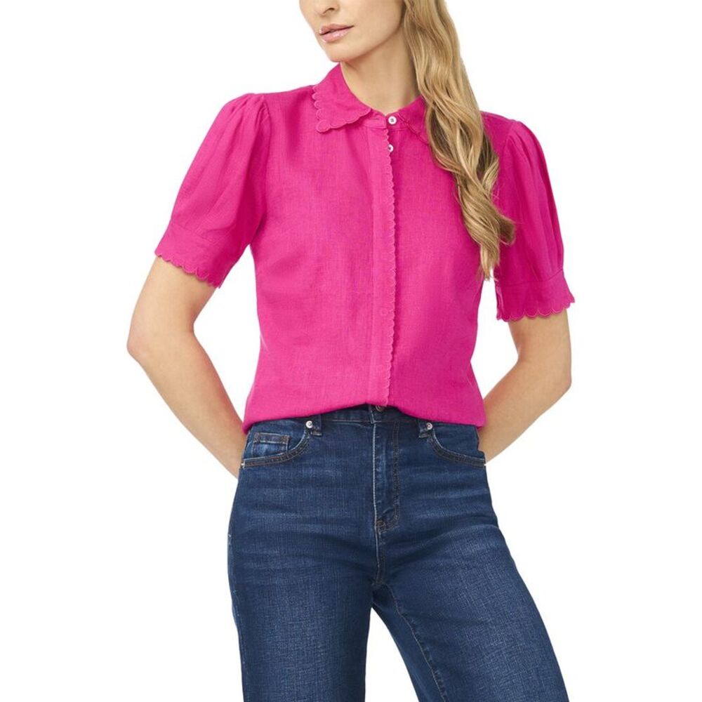 Cece Womens  Linen-Blend Woven Top, Purple